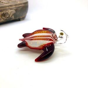 Vintage Blown Glass Turtle Brooch Pendant  🐢